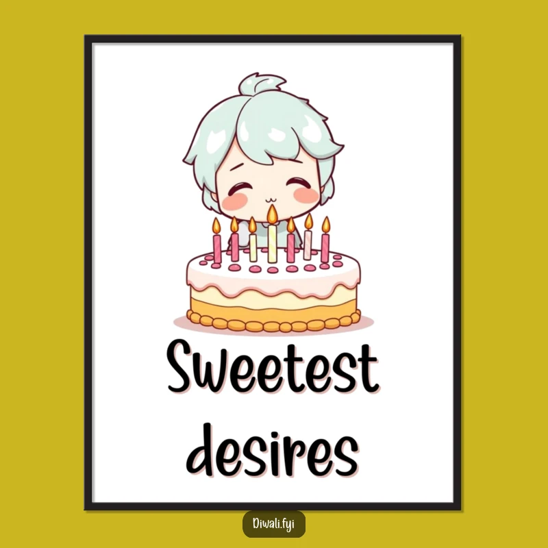 Funny Birthday Cake Digital Print - Smiling Character's Joyful Art Gift