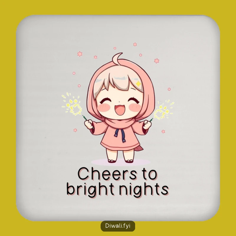 Funny Sparkler Beam Drink Coaster: Protect Surfaces with Joyful Character Sparkle