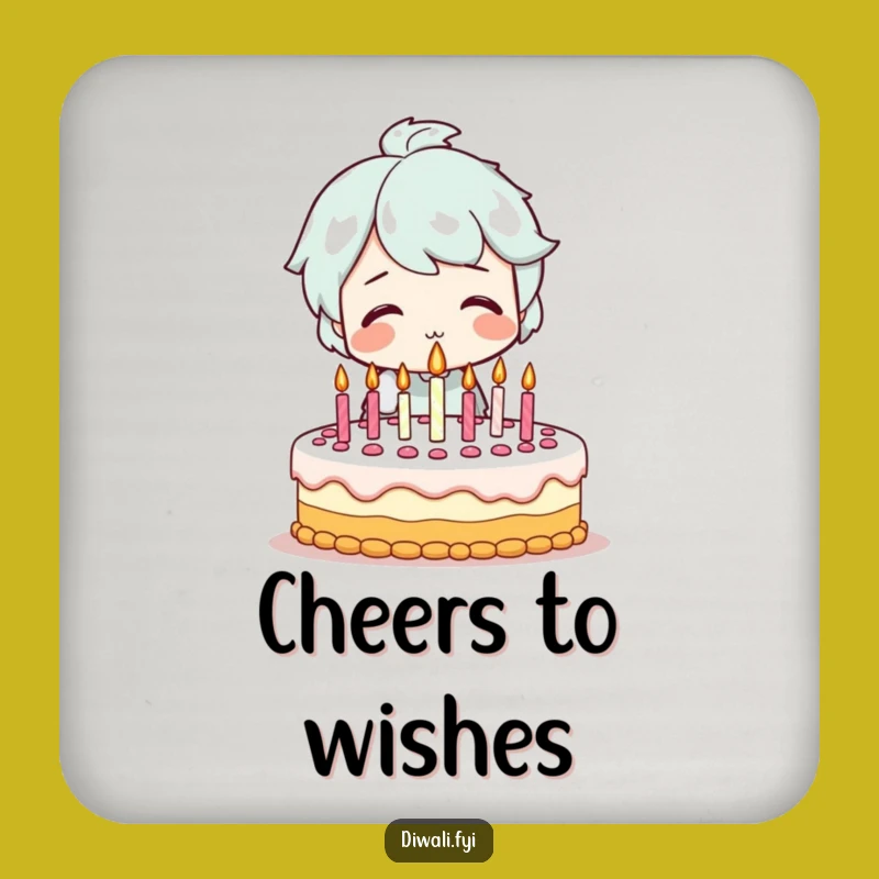 Funny Birthday Cake Coaster Set - Smiling Character's Festive Drink Gift