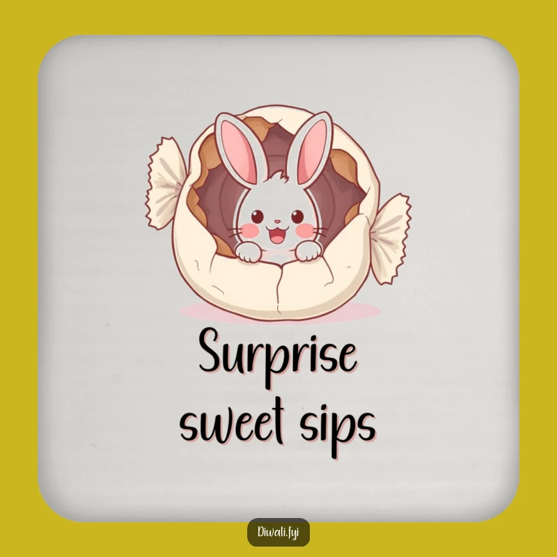 Funny Bunny Sweet Wrapper Coaster - Protect Surfaces with Surprise