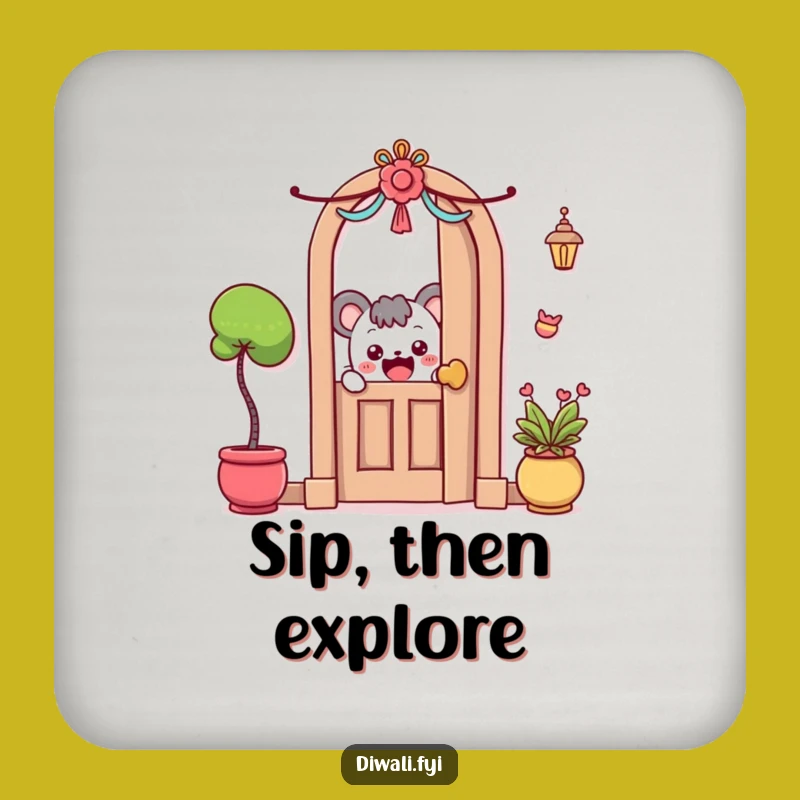 Funny Coasters: Curious Character Peeking, Fun Table Decor