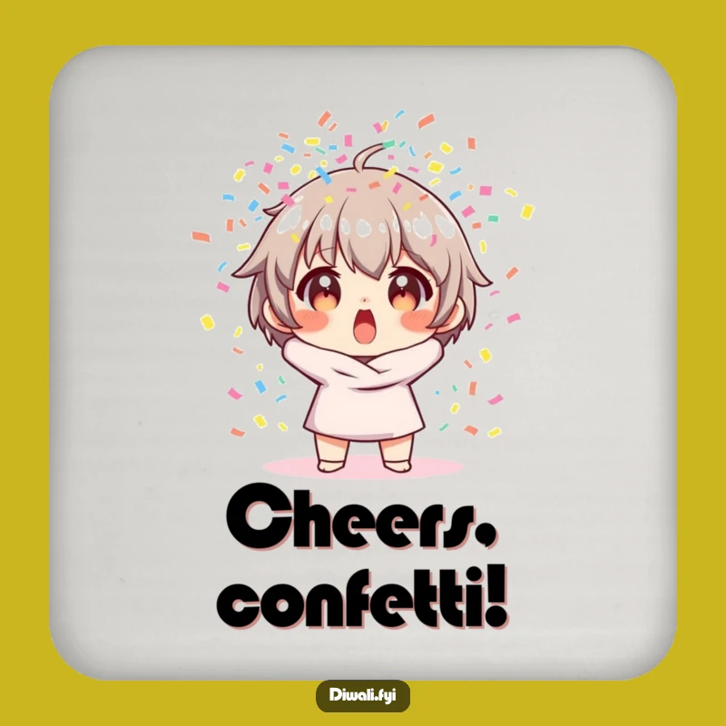 Funny Confetti Surprise Coaster - Playful Character Design, Perfect Humorous Gift!