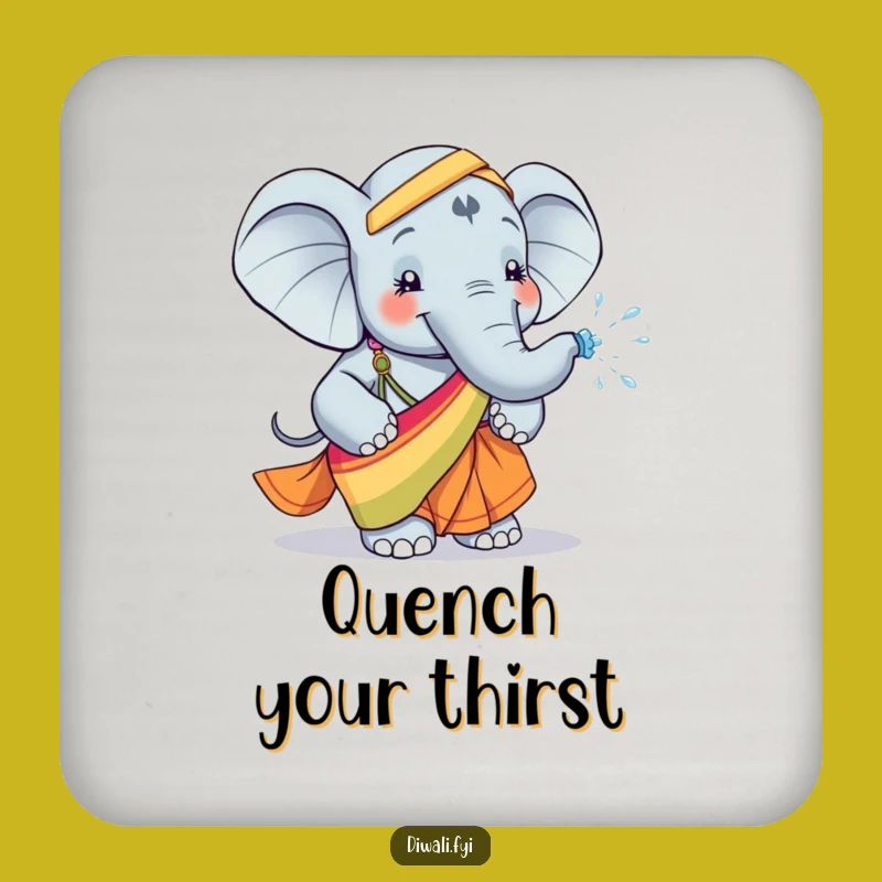 Funny Elephant Coaster Set: Sari Water Sprayer, Protects Surfaces Humorously