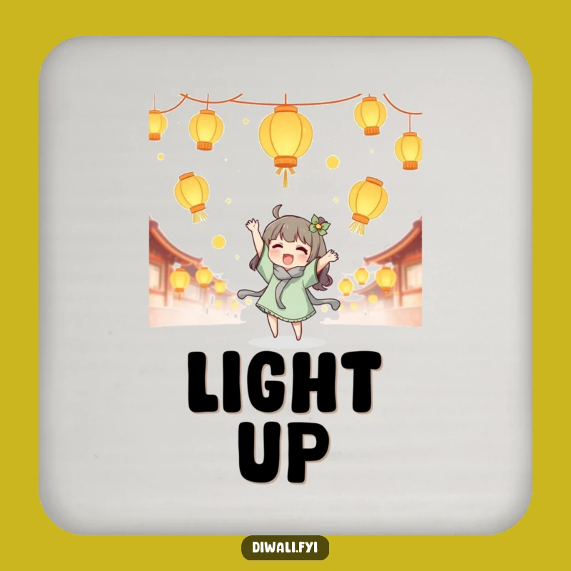 Funny Lantern Tossing Coaster Set - Joyful Glow Drink Coasters for Festive Homes