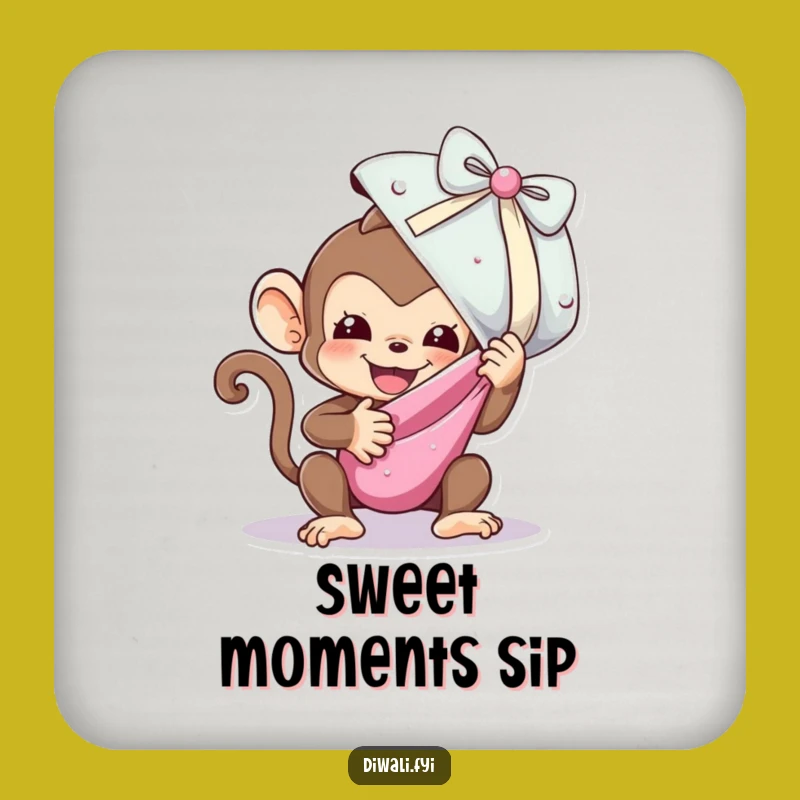 Funny Monkey Sweet Unwrap Coaster - Protect Surfaces with Playfulness
