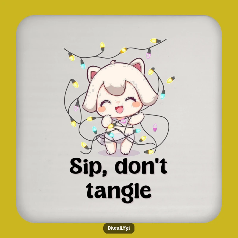 Funny Tangled Lights Coaster: Playful Holiday Decor Gift