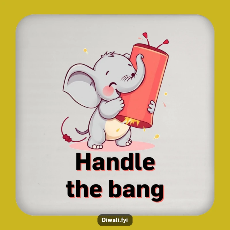 Funny Elephant Firecracker Coaster - Protect Surfaces with Humor