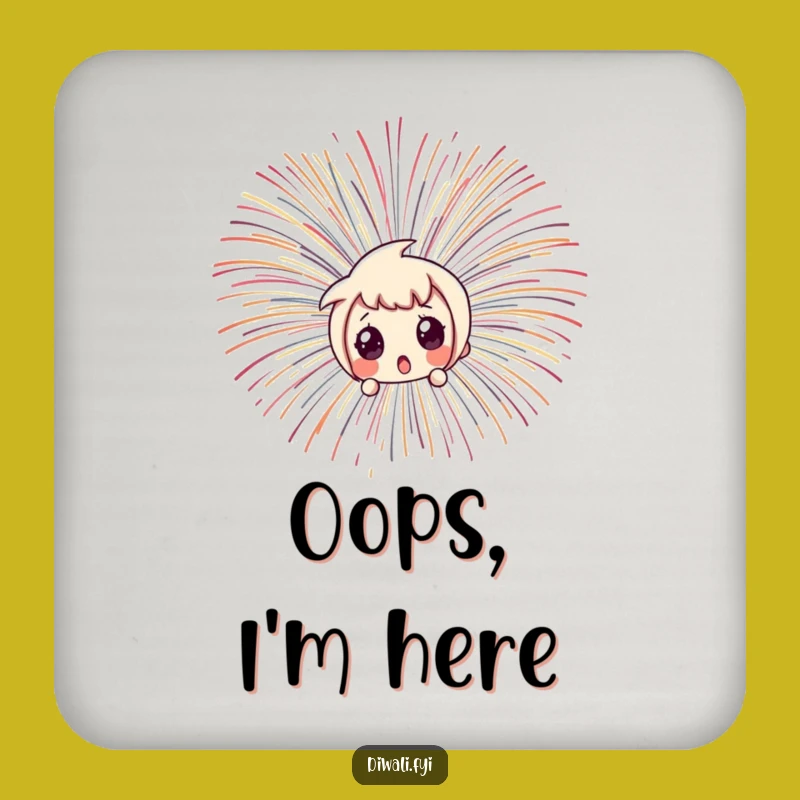 Funny Surprised Fireworks Drink Coaster - Peekaboo Protection - Gift