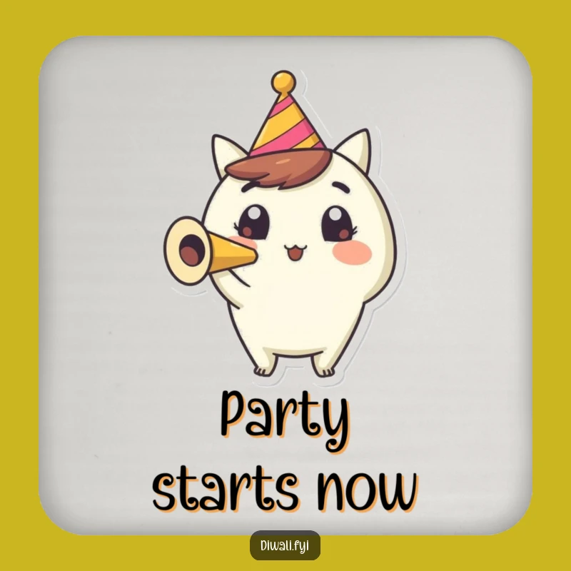 Funny Party Horn Coaster: Happy Character Festive Decor Gift