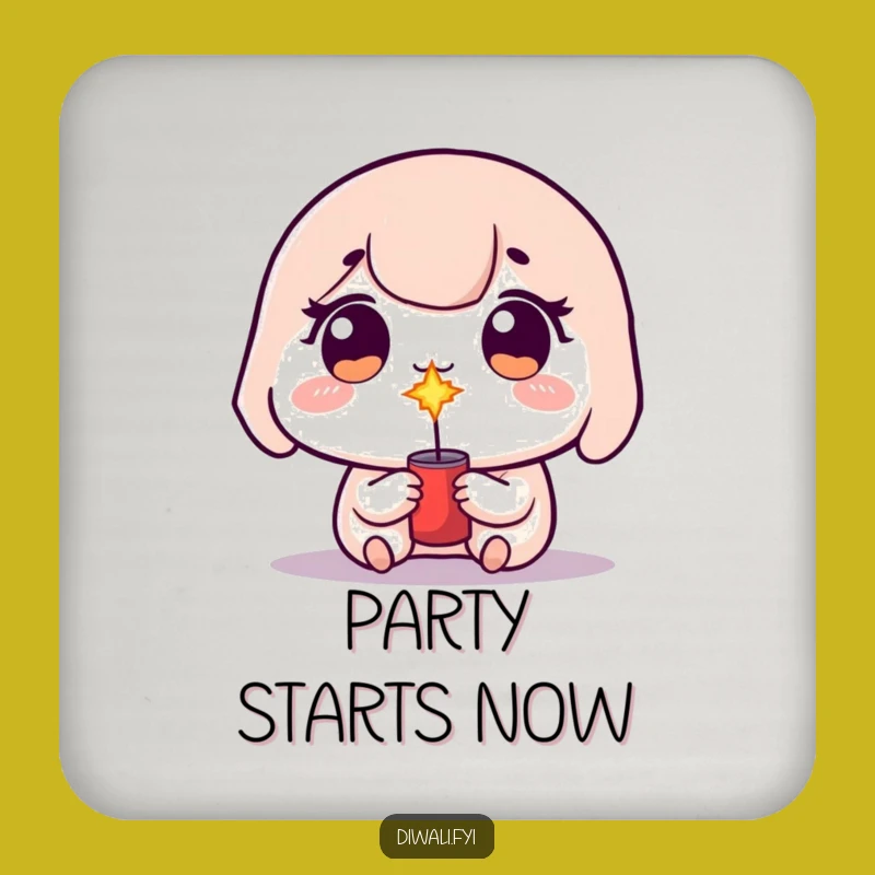 Funny Kawaii Firecracker Drink Coaster - Cute Sparkler Protection - Gift