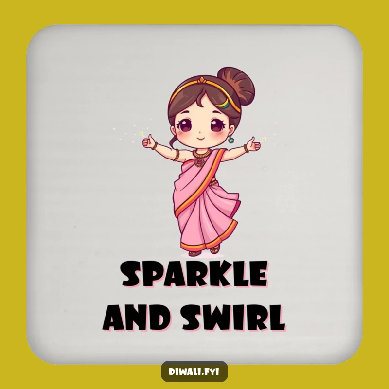 Funny Sari Dancer Coaster Set: Protect Surfaces with Sparkler Dance Fun Gift