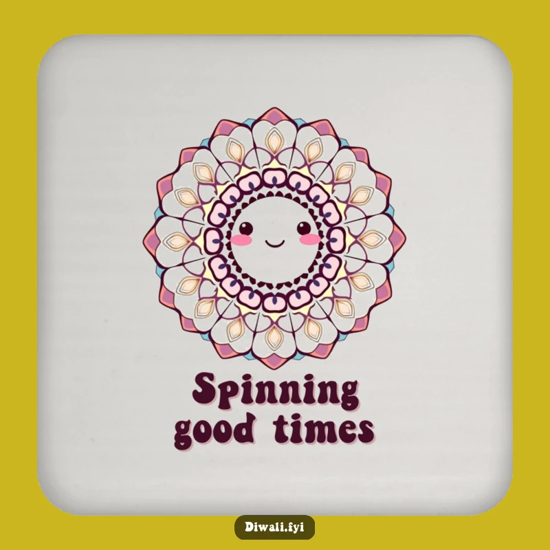 Funny Smiling Rangoli Coaster: Protect Surfaces Artfully, Hilarious Indian Design, Perfect Funny Gift!