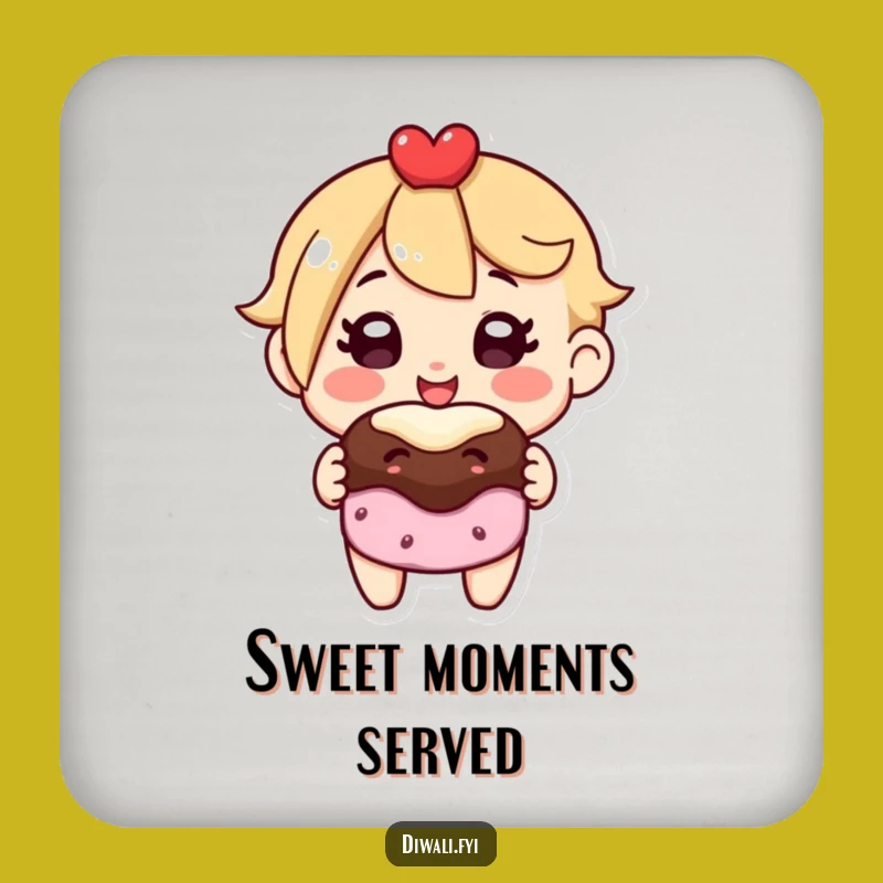 Funny Sweet Treat Coaster: Protect Surfaces with Character Humor, Gift Idea