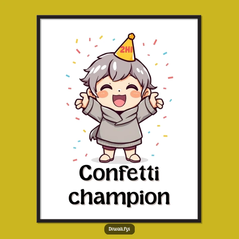 Funny Celebration Pose Poster: Cheerful Character Party Art Gift
