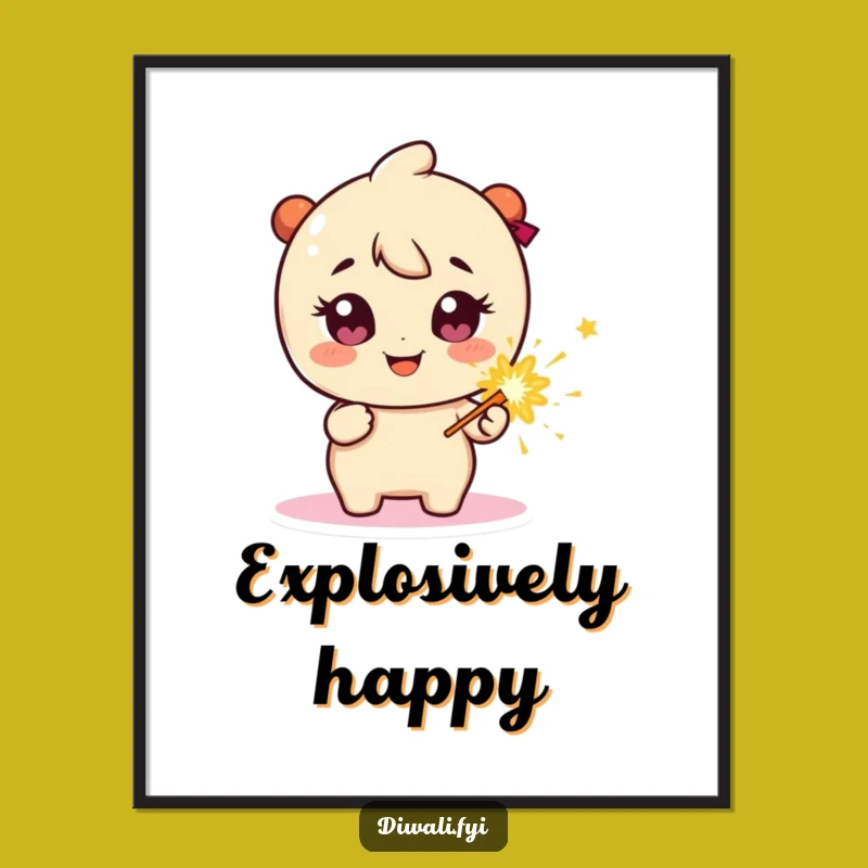 Funny Celebration Poster: Firecracker Character, Sparkly Eyes, Explosive Art Gift