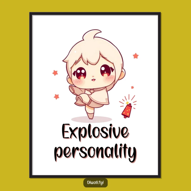 Funny Firecracker Kick Poster - Playful Character Art, Ideal Humorous Wall Gift!