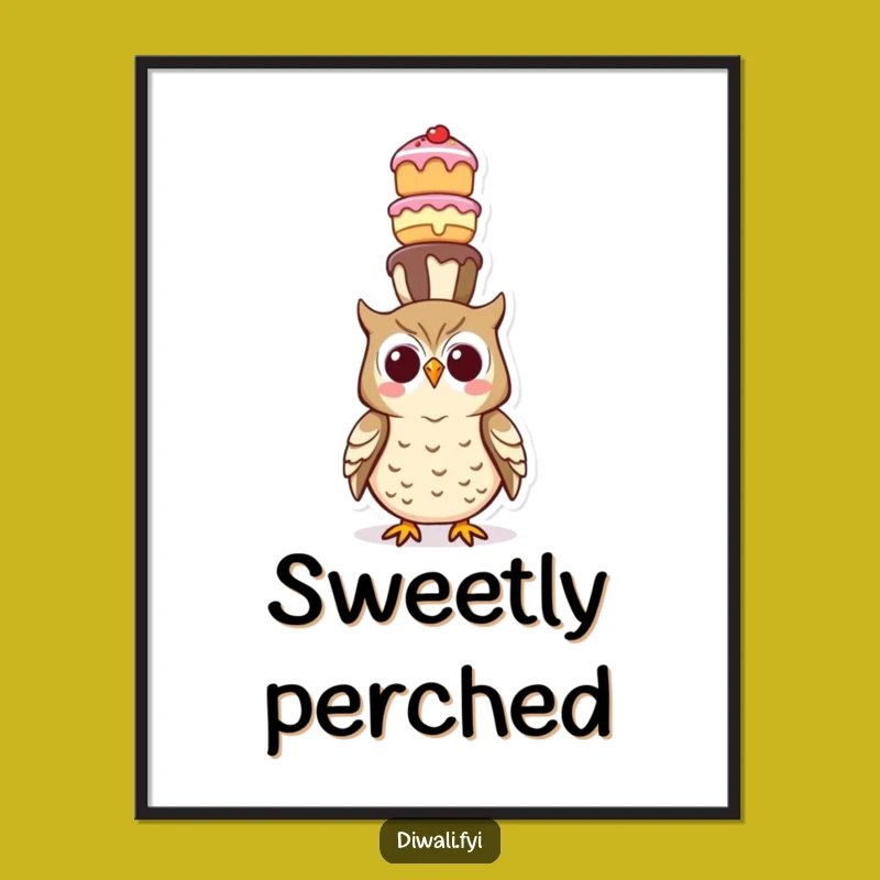 Funny Owl Sweet Treats Poster - Whimsical Wall Art for a Smile