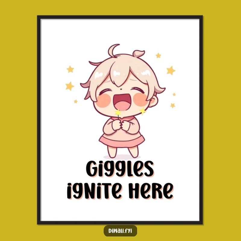 Funny Sparkler Laughter Poster: Iconic Character Art, Vibrant Funny Gift