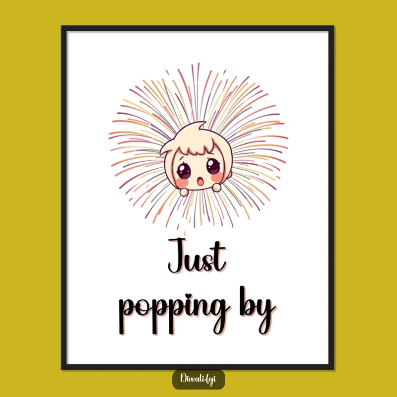 Funny Surprised Fireworks Poster - Peekaboo Wall Art - Gift