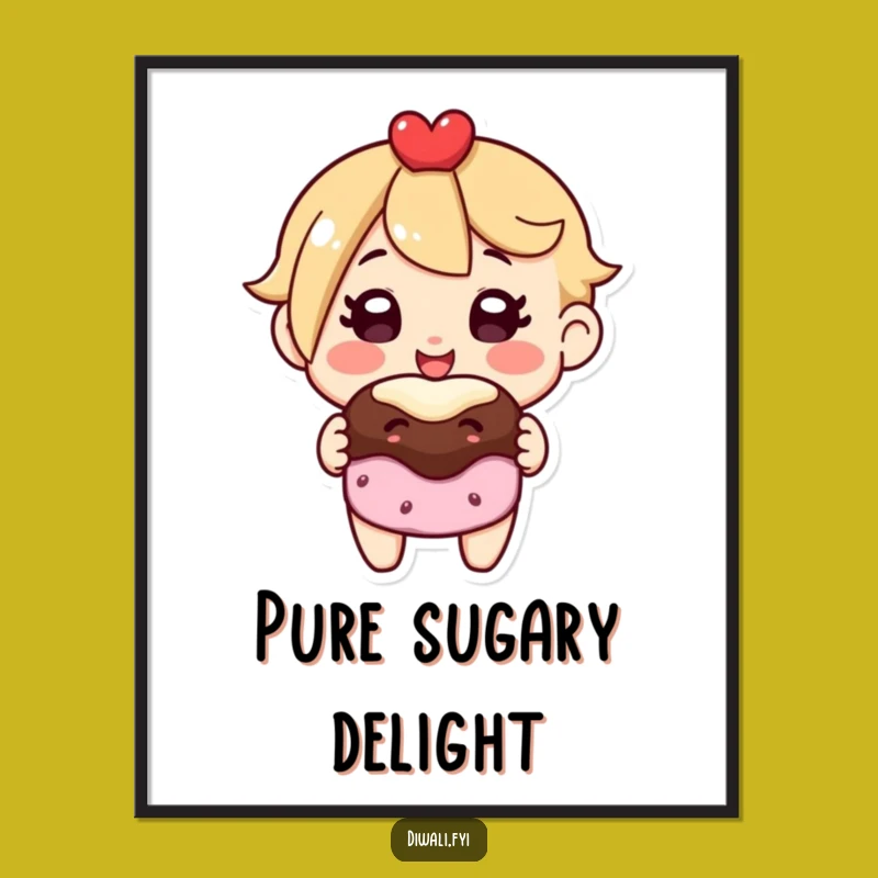 Funny Sweet Treat Poster: Beaming Character Art, Joyful Wall Decor Gift
