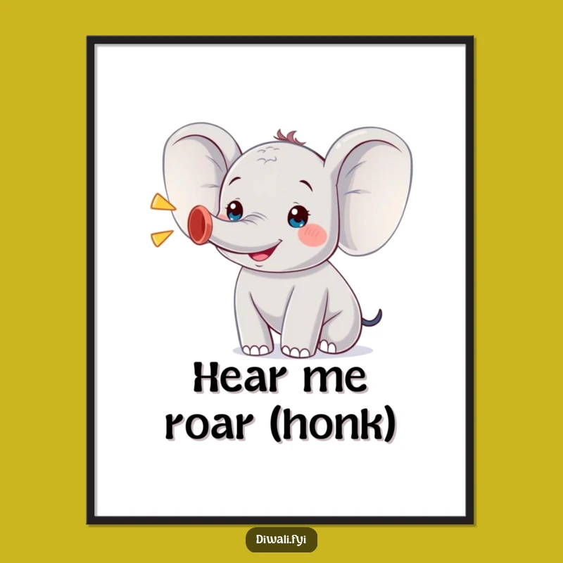 Funny Trumpeting Elephant Poster: Joyful Wall Art for a Happy Home