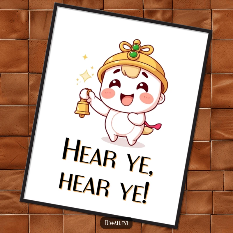 Funny poster illustration of a character ringing a bell with immense excitement, causing vibrant sparks to fly outwards.