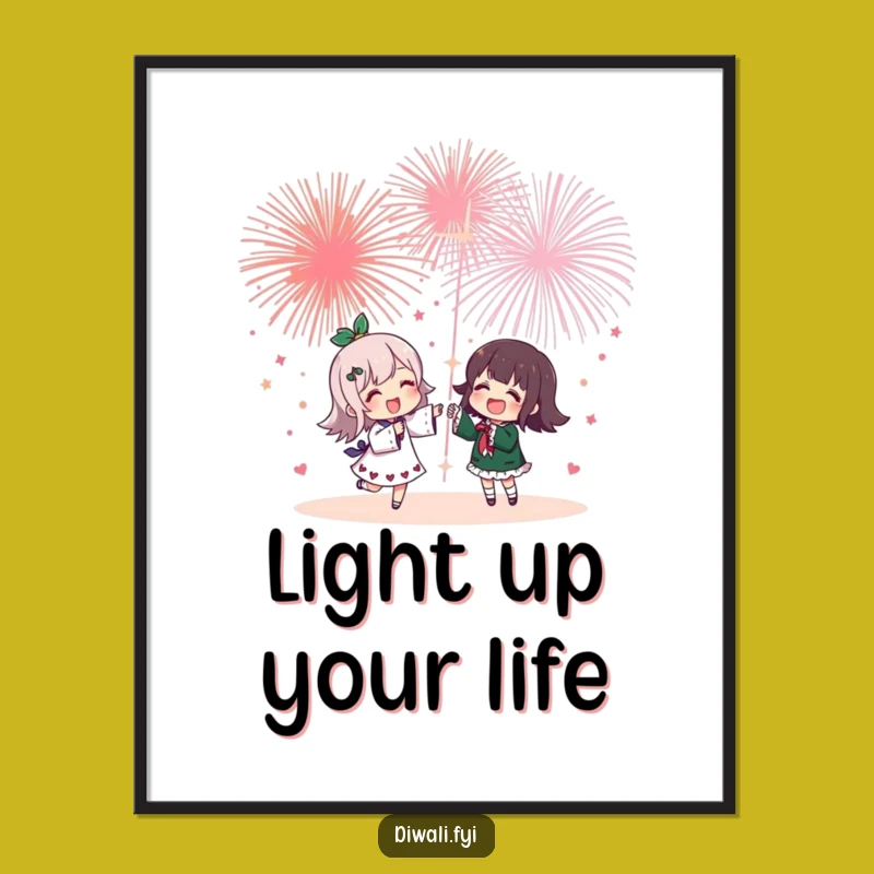 Funny Fireworks Friendship Poster - Cheerful Character's Joyful Art Print Gift