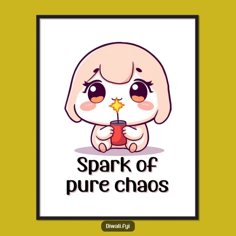 Funny Kawaii Firecracker Poster - Adorable Sparkler Wall Art - Gift