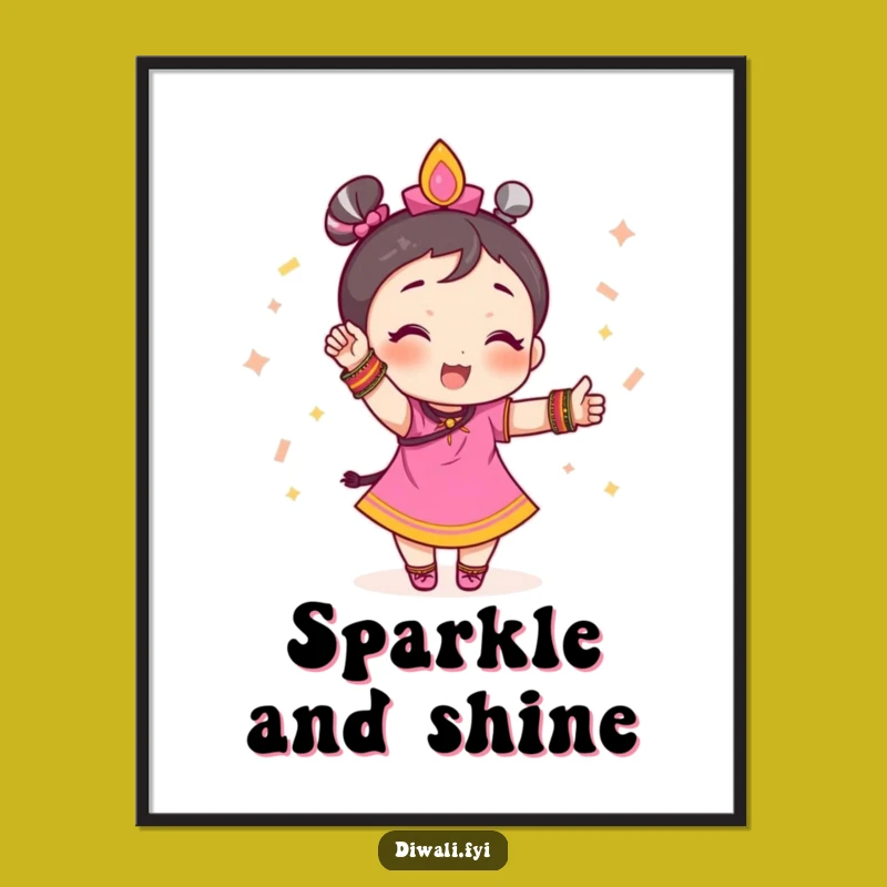 Funny Festive Poster: Character Bangles Art, Celebratory Pose Decor Gift