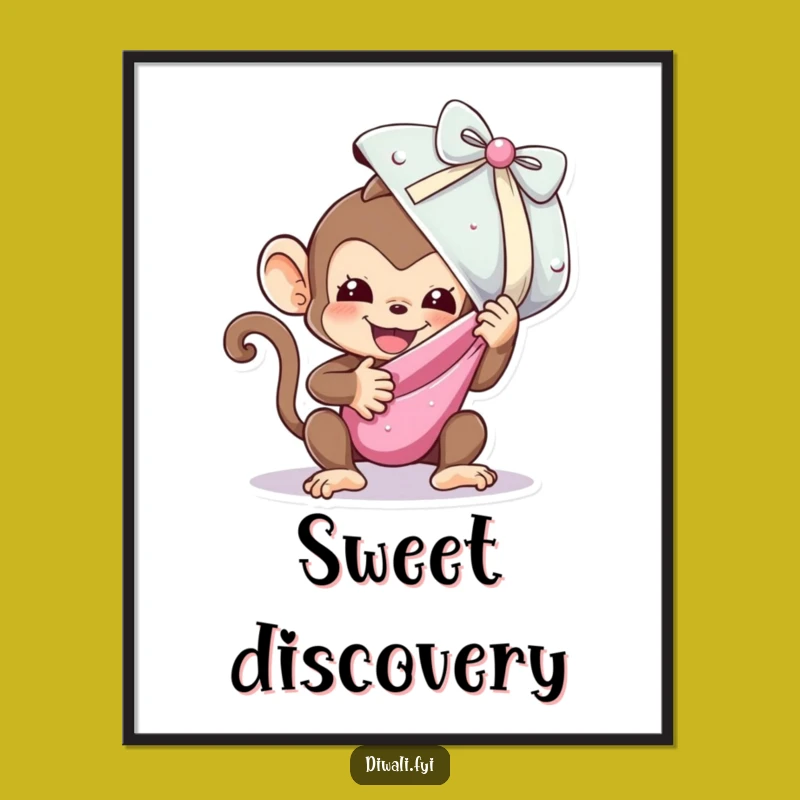 Funny Monkey Sweet Unwrap Poster - Playful Art for a Happy Space