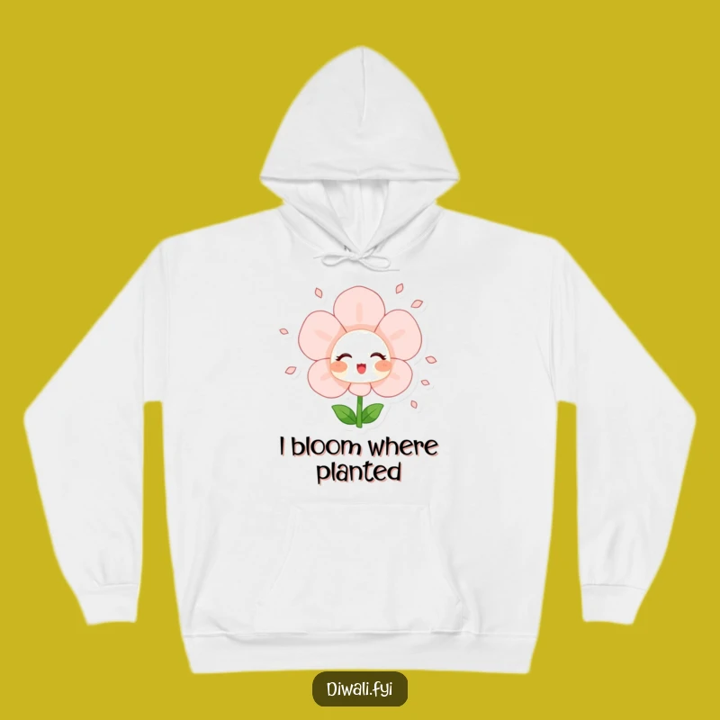 Funny Flower Bloom Hoodie: Cozy Blushing Petal Shower, Warm Funny Gift