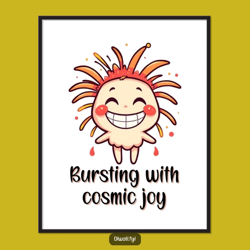 Free Printable Wall Art: Happy Firework Bursting, Downloadable Festive Decor