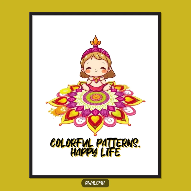 Free Printable Rangoli Decorator Wall Art: Joyful Colorful Pattern