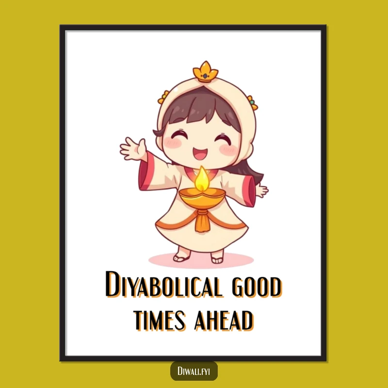 Free Printable Diya Dancer Wall Art - Smiling Character Downloadable Decor for Warmth
