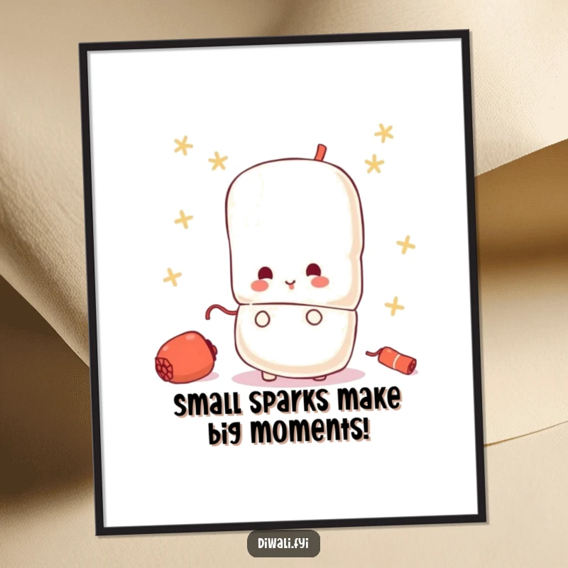 Free Printable Wall Art: A small, curious firecracker character peeks playfully from behind a larger one, creating engaging and fun wall decor.