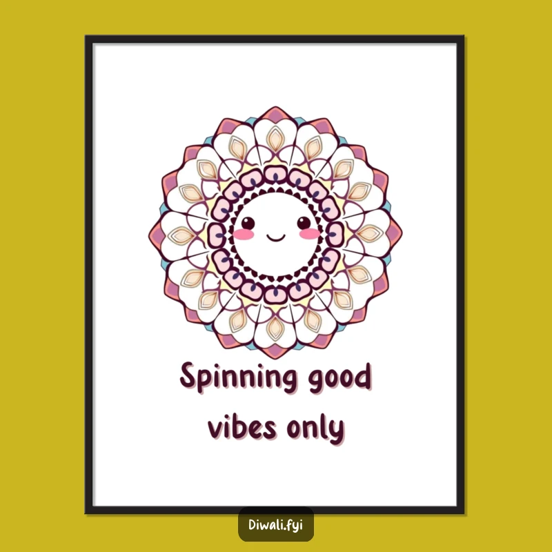 Funny Free Printable Wall Art: Smiling Rangoli, Colorful Geometric, Downloadable Decor