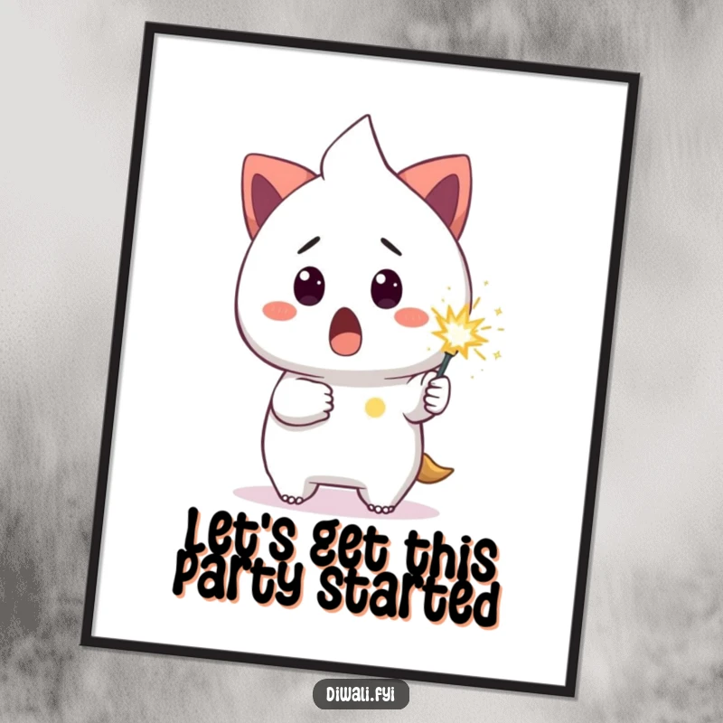 Funny Free Printable Wall Art: A surprised character holding a small, glowing sparkler, adding a whimsical and humorous touch.