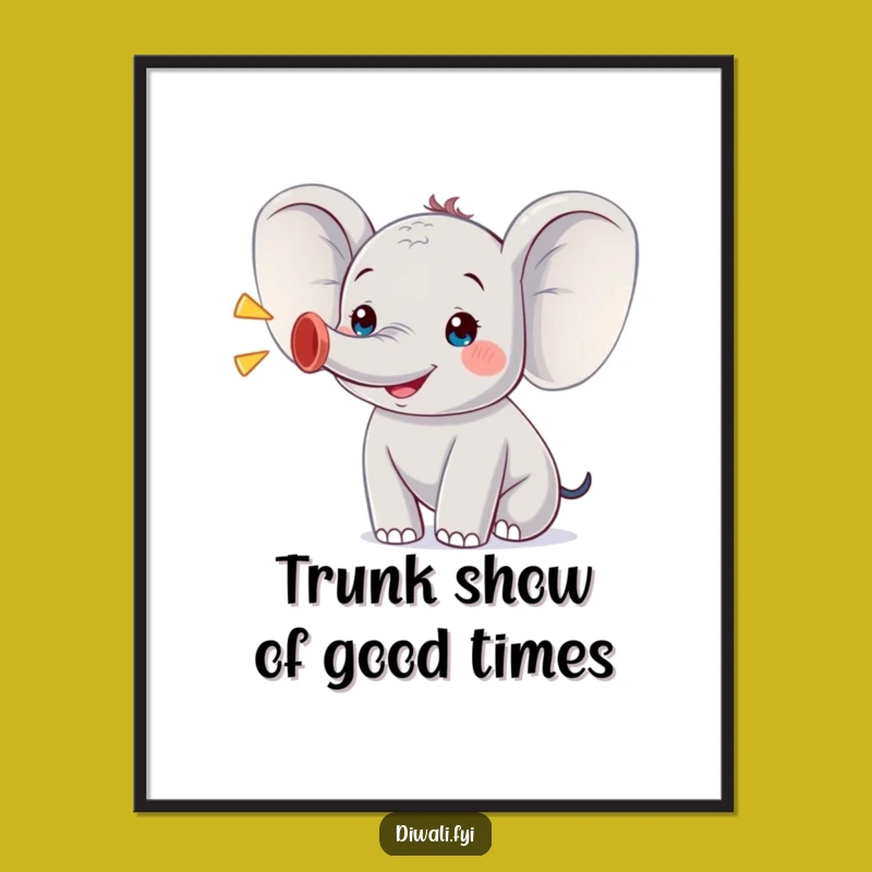 Funny Printable Wall Art: Gleeful Trumpeting Elephant - Free Downloadable Decor