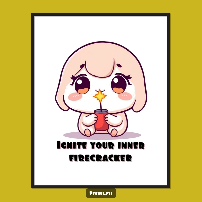 Free Printable Wall Art: Kawaii Firecracker Character, Hilarious Downloadable Art for Your Space