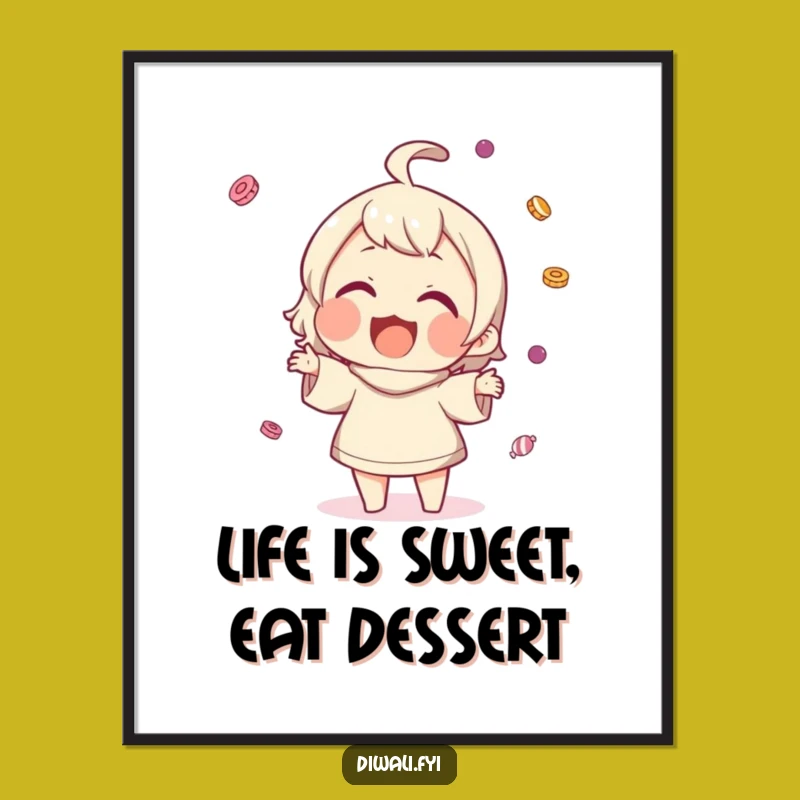 Free Printable Wall Art: Sweet Tossing Character, Joyful Vibes, Downloadable Humor Decor