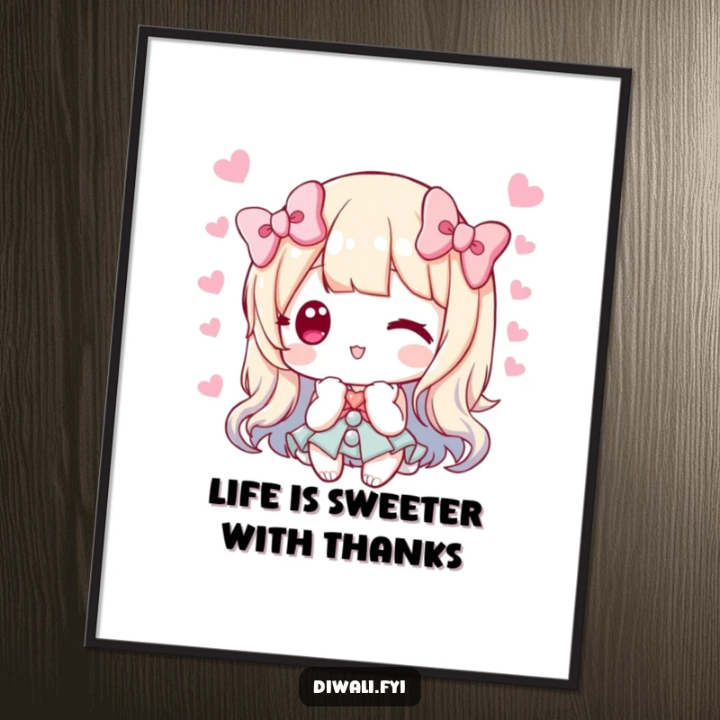 Funny Free Printable Wall Art of a character joyfully offering a beautifully presented selection of sweets, complete with a bow, adding whimsical decor.