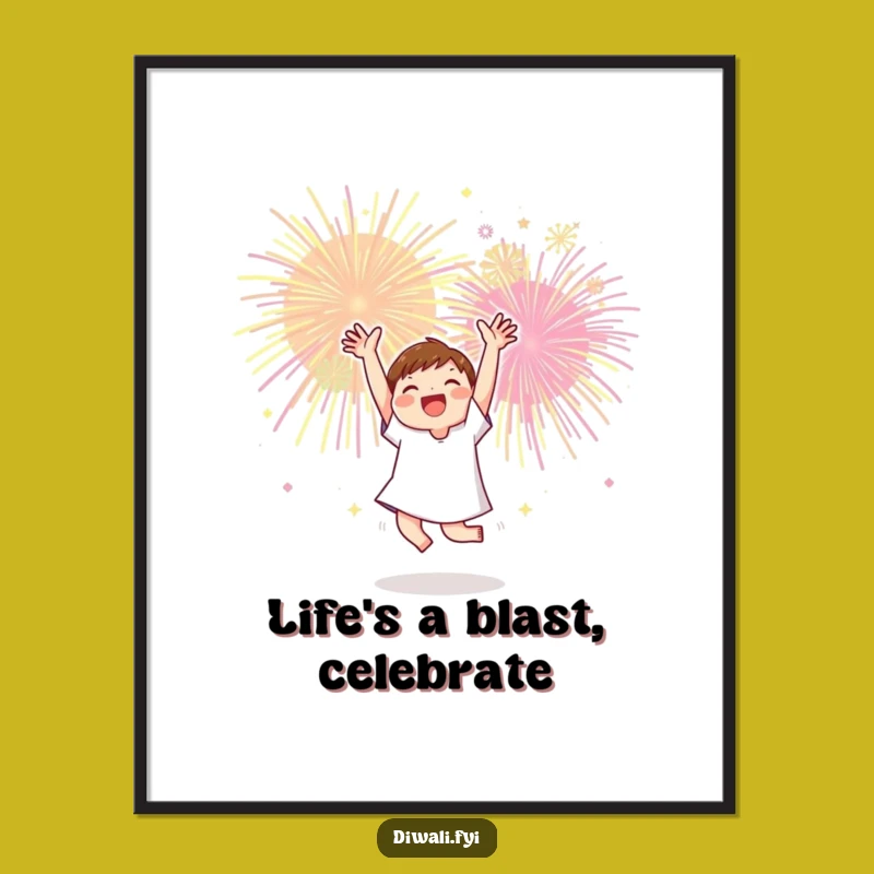 Free Printable Wall Art: Dancing Character, Fireworks, Joyful and Humorous Downloadable Decor