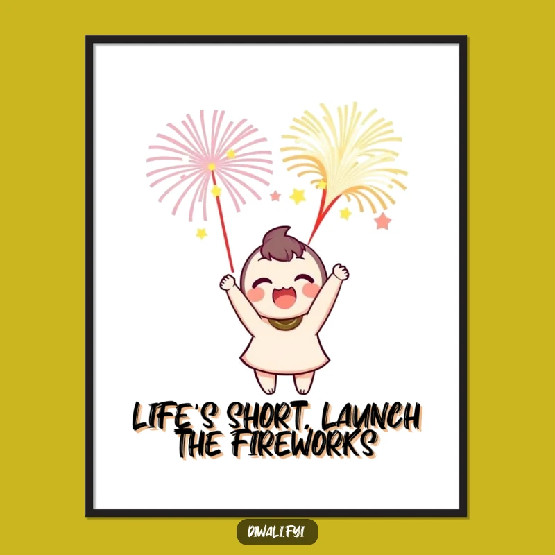 Funny Free Printable Wall Art: Delighted Firework Character Downloadable Art
