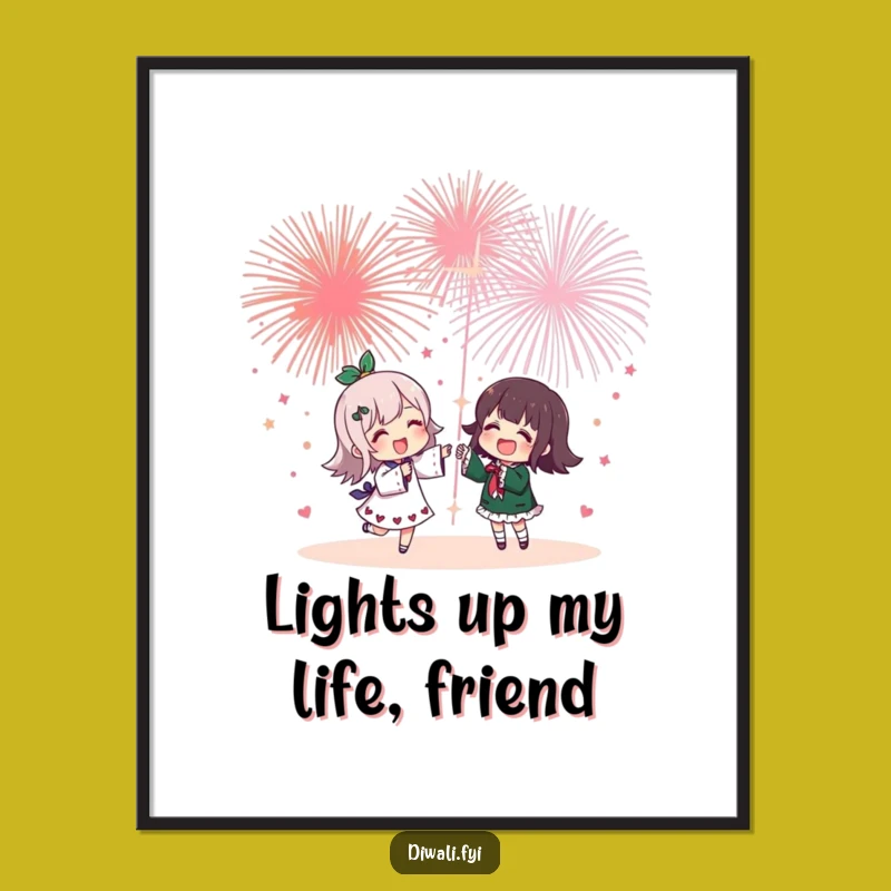 Funny Free Printable Wall Art: Cheerful Character Fireworks Friend Downloadable Art Gift