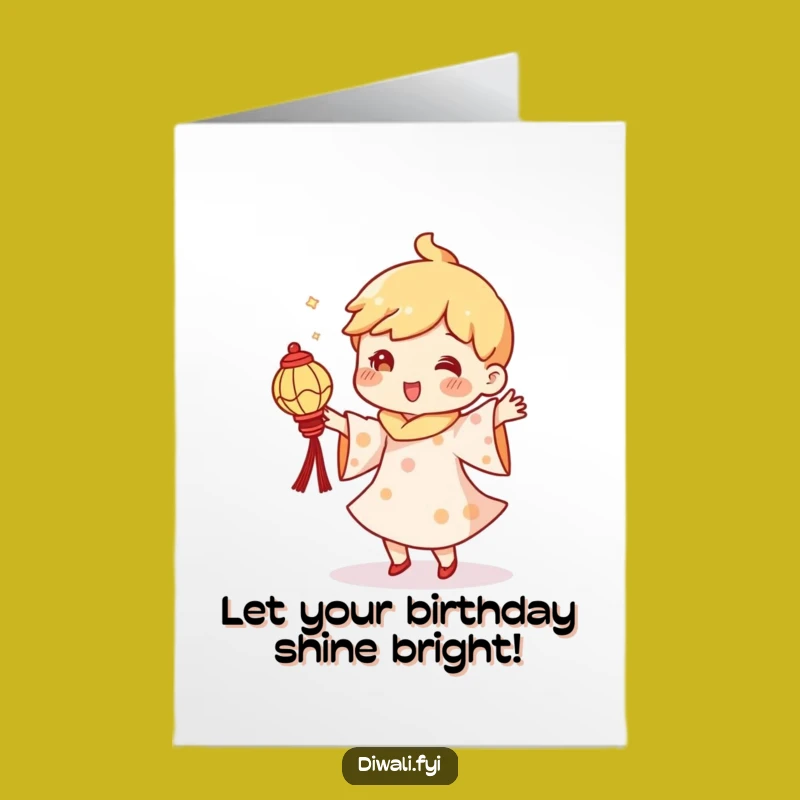 Free Printable Birthday Card: Dancing Diya Character, Festive Fun, Downloadable Humorous Gift