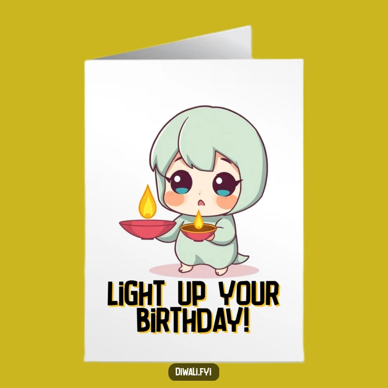 Free Printable Birthday Card: Surprised Diya Holder, Downloadable Light Gift