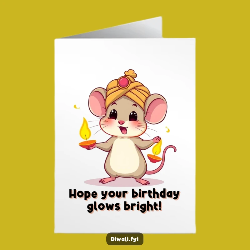 Free Printable Mouse Birthday Card: Funny Turban Juggler Downloadable Gift