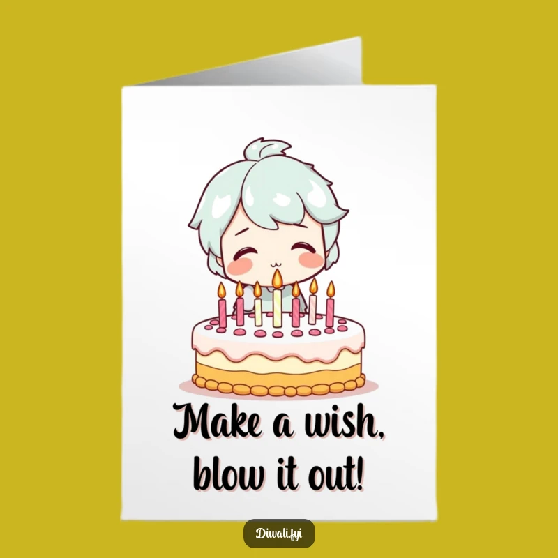 Funny Free Printable Birthday Card: Smiling Character Cake Candles Downloadable Gift