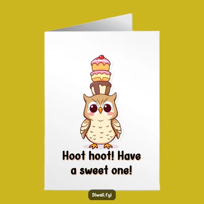 Sweet Free Printable Birthday Card: Owl's Treat Tower Downloadable Gift