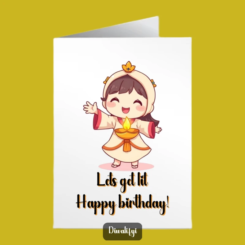 Free Printable Birthday Card - Smiling Diya Dancer Character Downloadable Funny Gift